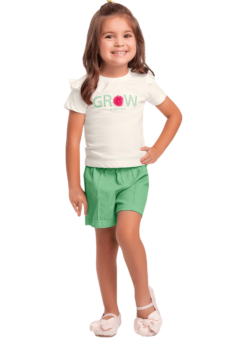CONJUNTO INFANTIL BLUSA + SHORT SARJA VERDE - FAKINI