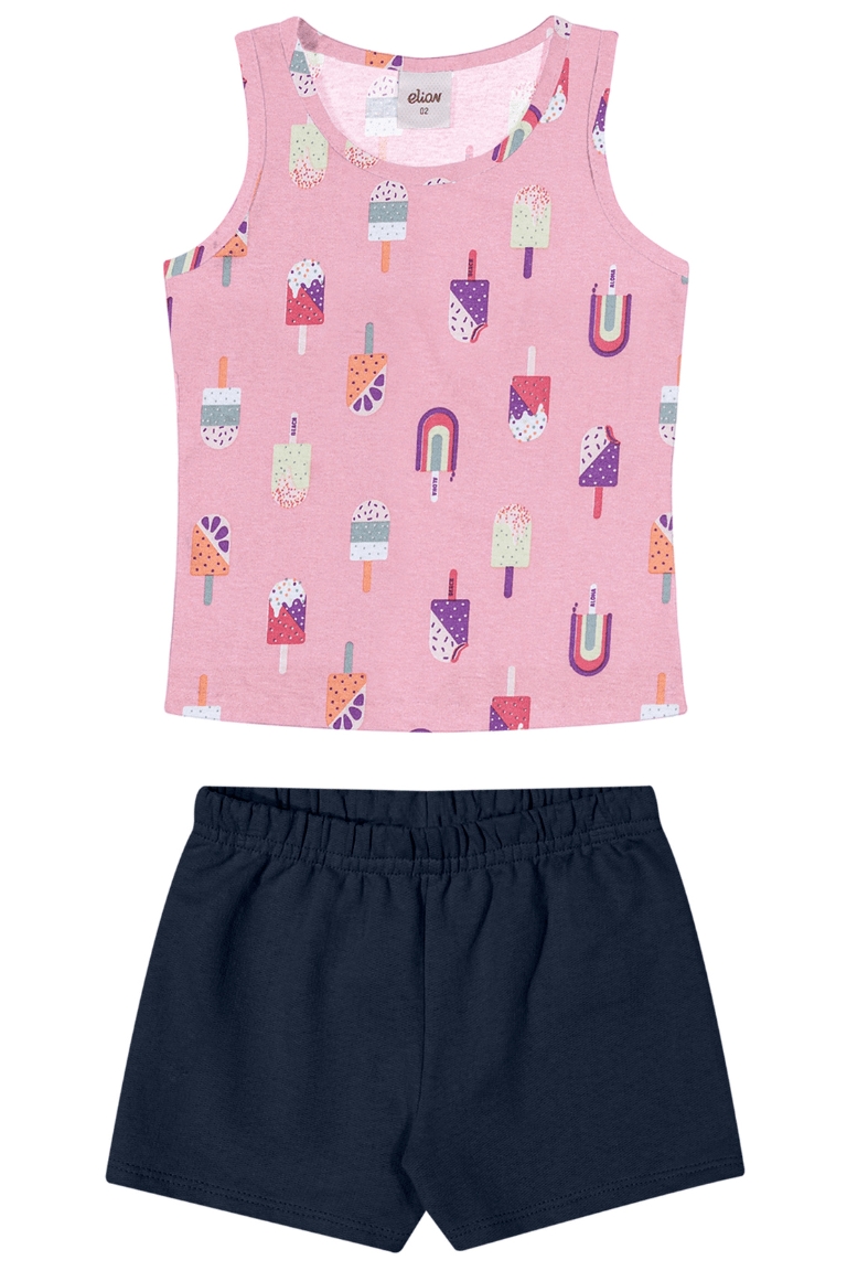 CONJUNTO INFANTIL REGATA SORVETES E SHORT - ELIAN 