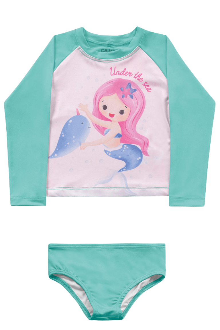 CONJUNTO BIQUÍNI SEREIA BLUSA COM PROTEÇÃO UV50+ - FAKINI