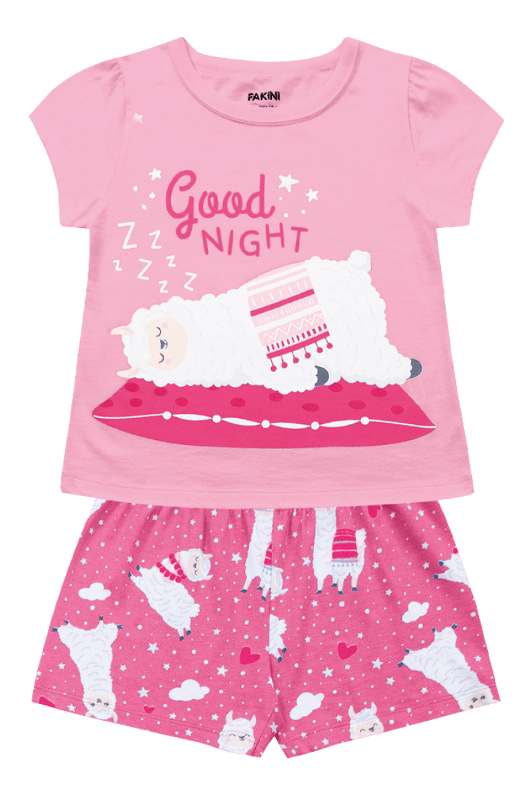 PIJAMA INFANTIL MENINA LHAMA BRILHA NO ESCURO - FAKINI 