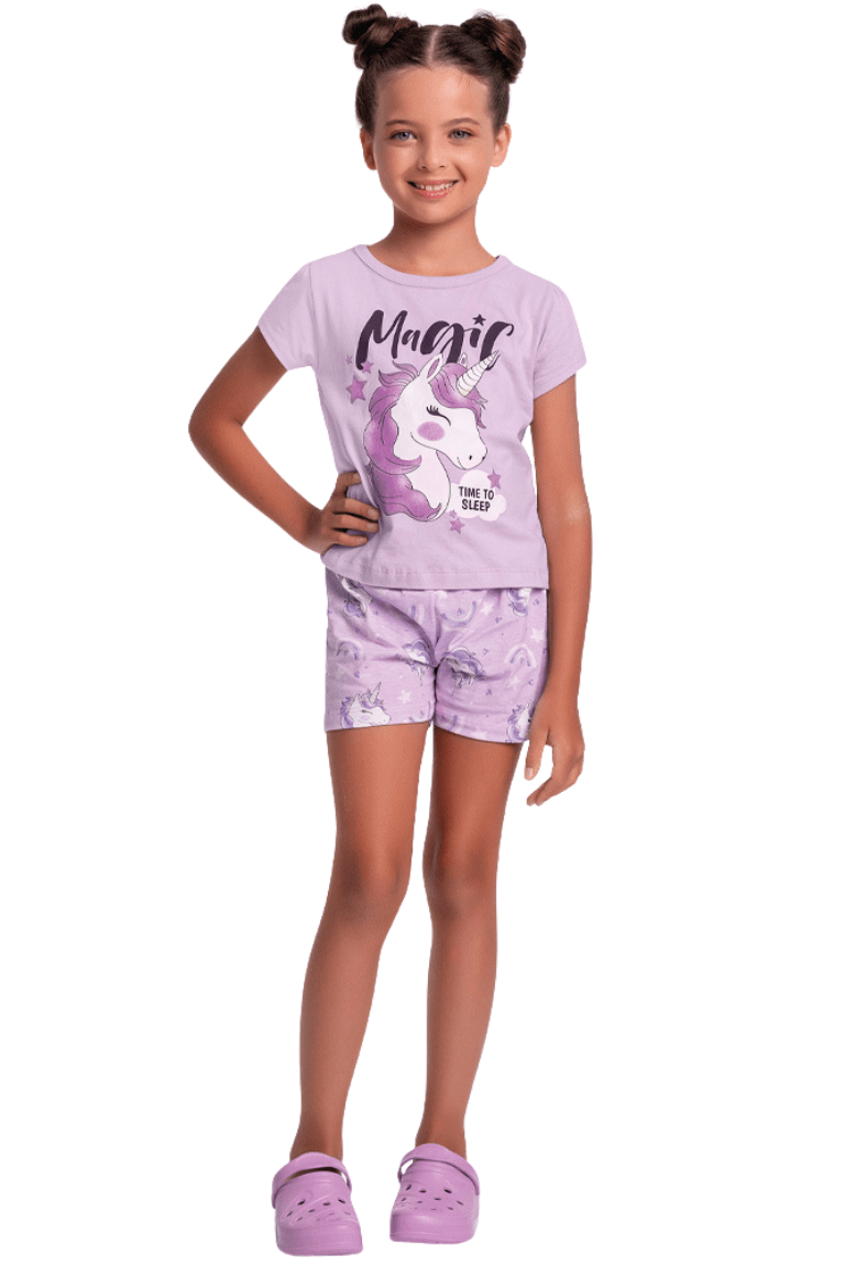 PIJAMA INFANTIL UNICÓRNIO LILÁS BRILHA NO ESCURO - FAKINI