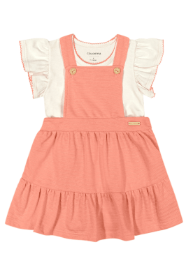 CONJUNTO BEBÊ MENINA SALOPETE CORAL - COLORITTÁ