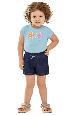 CONJUNTO INFANTIL BLUSA E SHORT JEANS - ELIAN 
