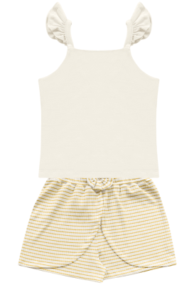 CONJUNTO INFANTIL BLUSA + SHORT LISTRAS DOURADAS - FAKINI CONJUNTO INFANTIL BLUSA + SHORT LISTRAS DOURADAS - FAKINI