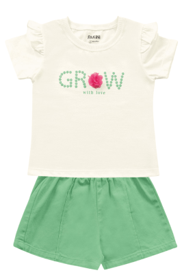 CONJUNTO INFANTIL BLUSA + SHORT SARJA VERDE - FAKINI