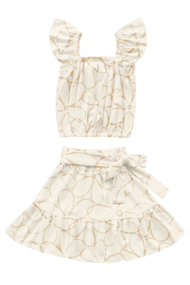 CONJUNTO MARFIM FLOR DOURADA - FAKINI	