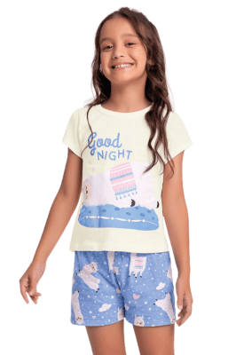 PIJAMA INFANTIL MENINA LHAMA BRILHA NO ESCURO - FAKINI 