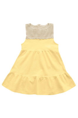 VESTIDO BEBÊ AMARELO TRICOT - FAKINI