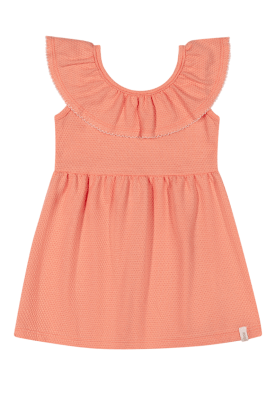 VESTIDO BEBÊ MENINA TEXTURIZADO CORAL COM BABADO - ELIAN 