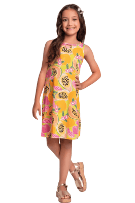 VESTIDO COM ESTAMPA DE FRUTAS - FAKINI 