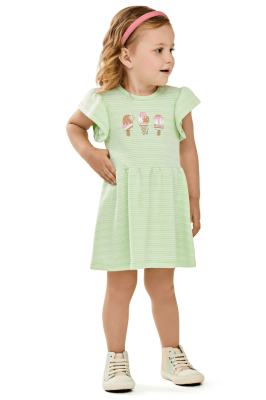 VESTIDO INFANTIL LISTRADO SORVETES - ELIAN