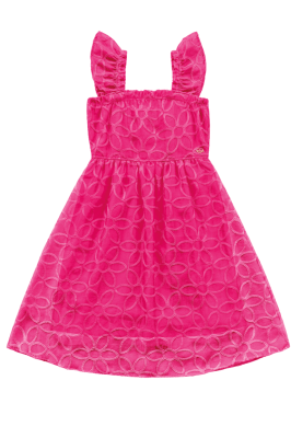 VESTIDO PINK FLOR BORDADO - FAKINI	