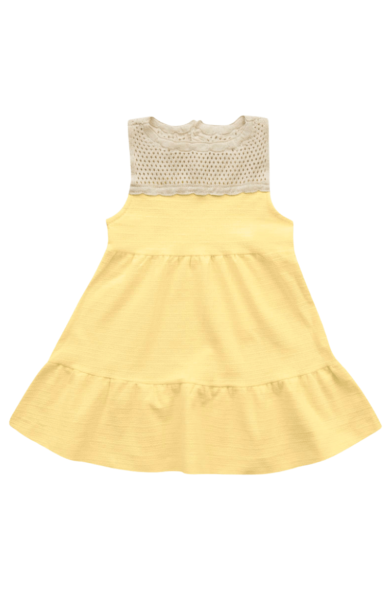VESTIDO BEBÊ AMARELO TRICOT - FAKINI
