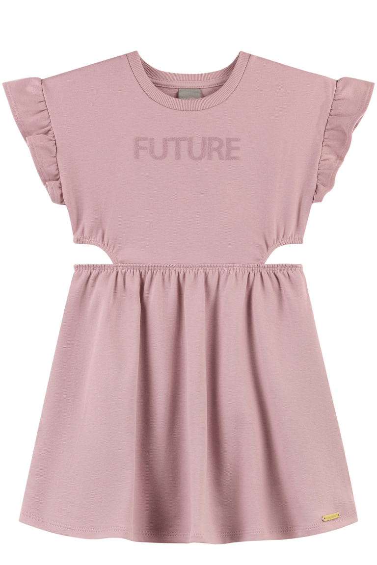 VESTIDO INFANTIL LILÁS RECORTE LATERAL - COLORITTÁ