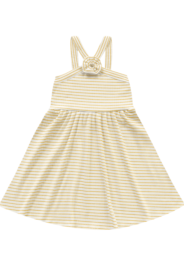 VESTIDO OFF WHITE COM LISTRAS DOURADAS - FAKINI	