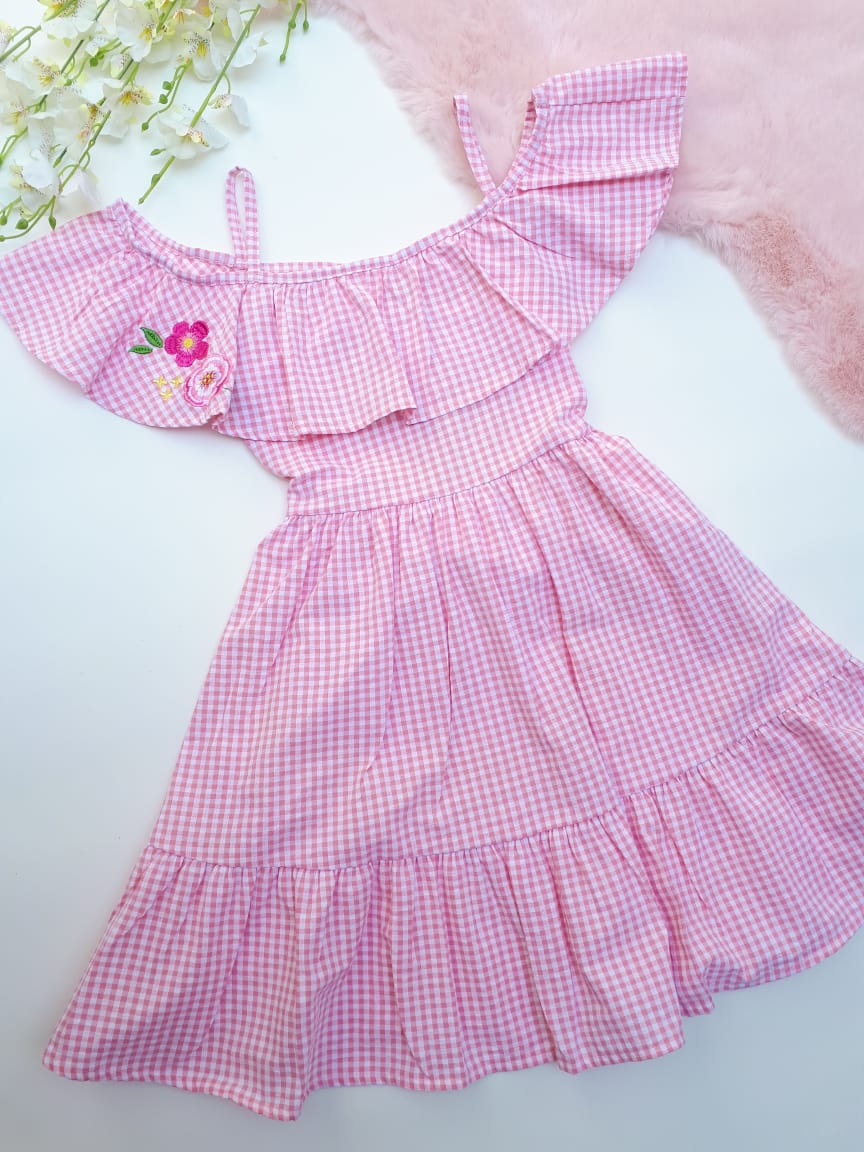 vestido infantil quadriculado